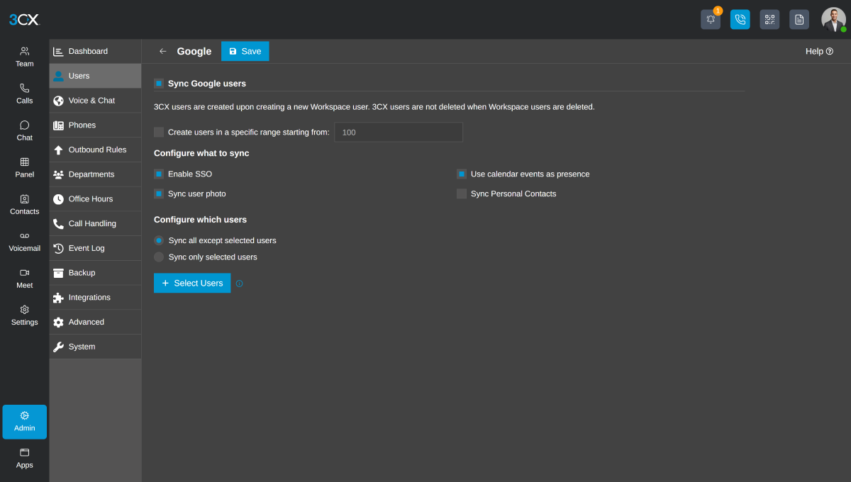 3CX google integration