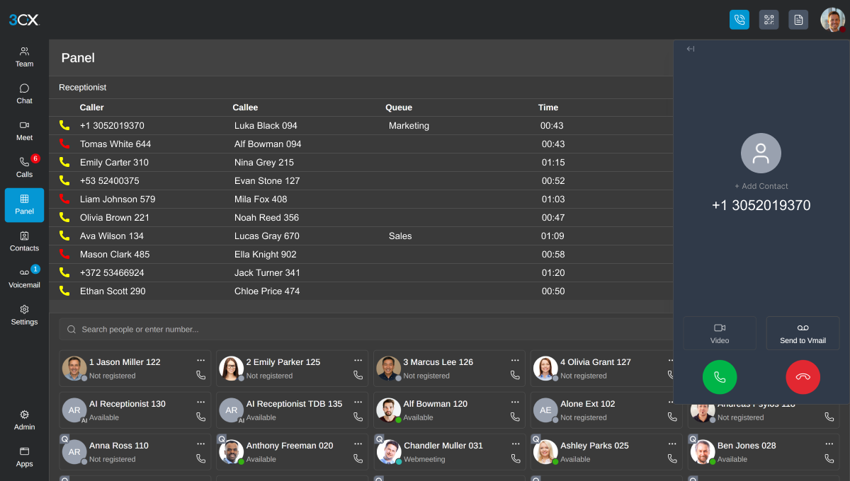 3CX call-center - quene in out