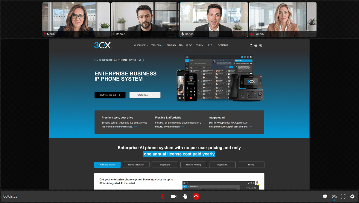 3CX conferencing meeting presentation