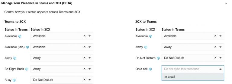 Status MS Teams 3CX